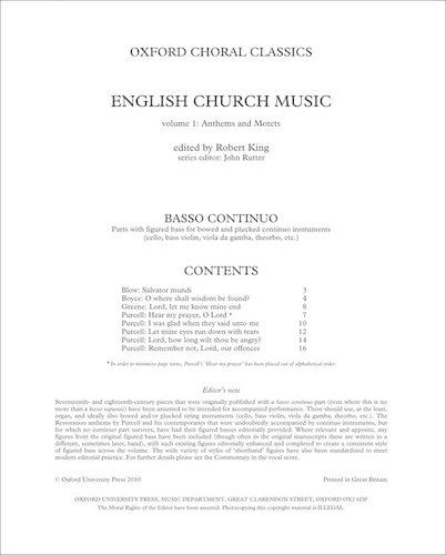 English Church Music, Volume 1: Anthems and Motets