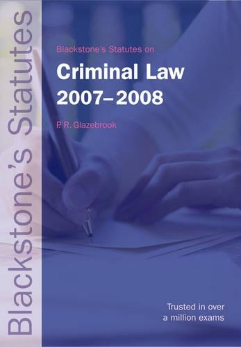 Statutes on Criminal Law 2007-2008