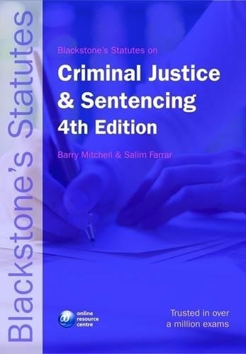 Blackstone's Statutes on Criminal Justice and Sentencing