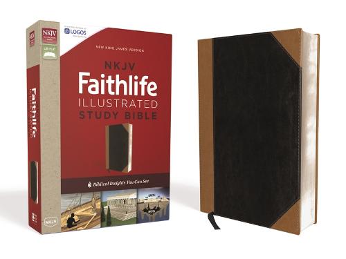 NKJV, Faithlife Illustrated Study Bible, Leathersoft, Black/Tan, Indexed, Red Letter Edition