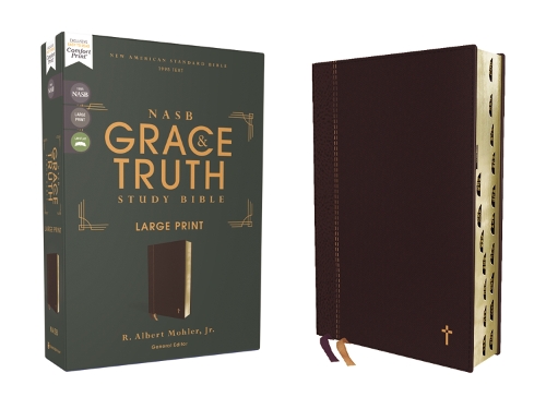 NASB, The Grace and Truth Study Bible (Trustworthy and Practical Insights), Large Print, Leathersoft, Maroon, Red Letter, 1995 Text, Thumb Indexed, Comfort Print