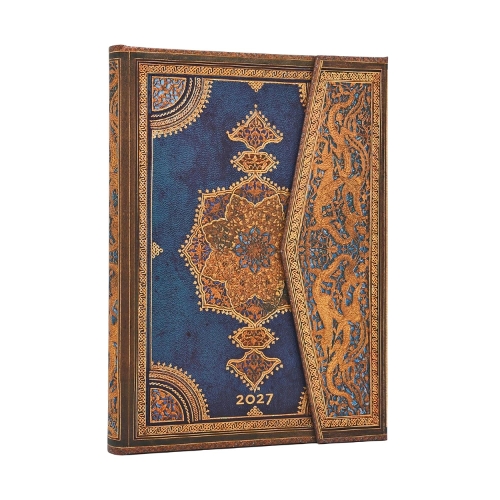 2027 Safavid Indigo (Safavid Binding Art) Midi 12-Month Hardcover Dayplanner (Wrap Closure) Horizontal