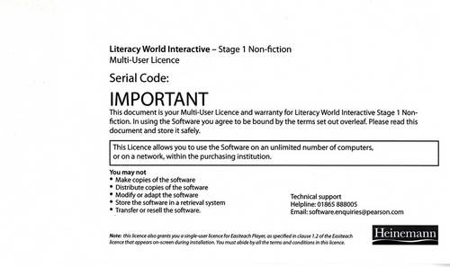 Literacy World Interactive Stage 1 Non-Fiction Multi User Pack Version 2 Framework