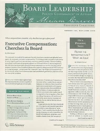 Board Leadership Newsletter: Policy Governance in Action, Number 103, 2009