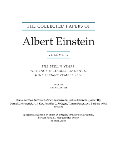 The Collected Papers of Albert Einstein, Volume 17 (Translation Supplement)