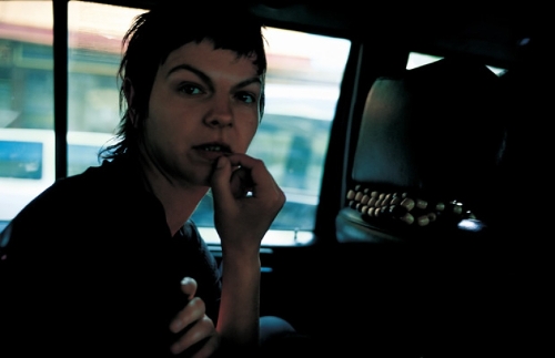 Valérie in the taxi, Paris, 2001