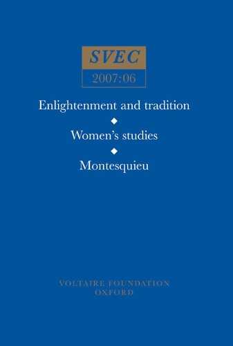 Enlightenment and tradition; Women's studies; Montesquieu