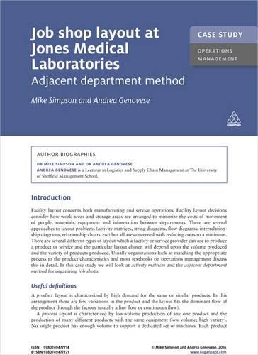 Case Study: Job Shop Layout at Jones Medical Laboratories