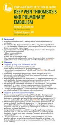 J & B Clinical Card: Deep Vein Thrombosis & Pulmonary Embolism
