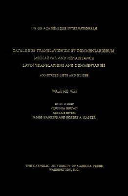 Catalogus Translationum Et Commentariorum: v.13