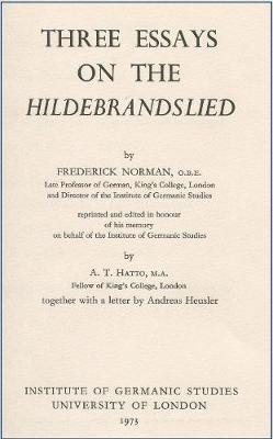 Three Essays on the 'Hildebrandslied'