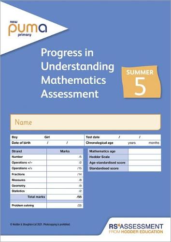 New PUMA Test 5, Summer PK10 (Progress in Understanding Mathematics Assessment)
