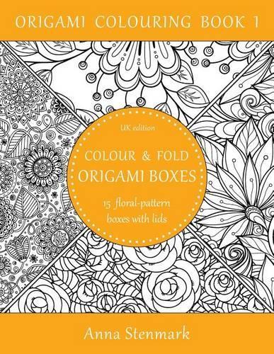 Colour & fold origami boxes - 15 floral-pattern boxes with lids