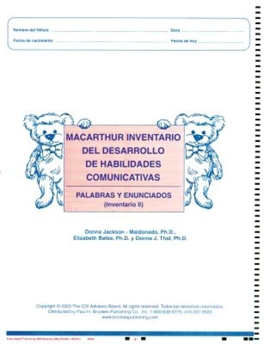 Macarthur Communicative Development Inventories (Cdis)  Inventario II: Palabras Y Enunciados (Package of 25)