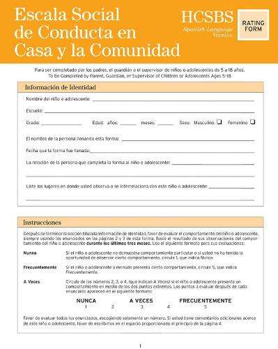 Home and Community Social Behavior Scales (HCSBS-2)  Rating Scales