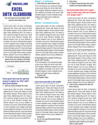 Excel Data Cleansing Tip Card