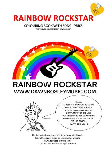 RAINBOW ROCKSTAR COLOURING BOOK WITH SONG LYRICS