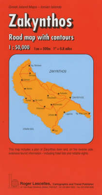 Zakynthos National Road Map with Contours