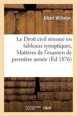 Le Droit Civil R sum En Tableaux Synoptiques, Mati res de l'Examen de Premi re Ann e