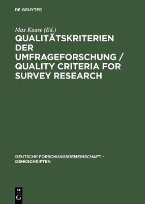 Qualitatskriterien Dere Umfrageforschung
