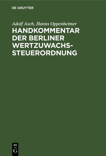 Handkommentar Der Berliner Wertzuwachssteuerordnung
