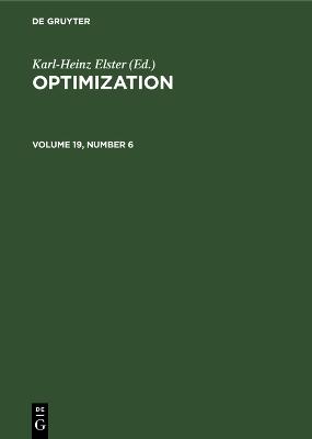 Optimization. Volume 19, Number 6