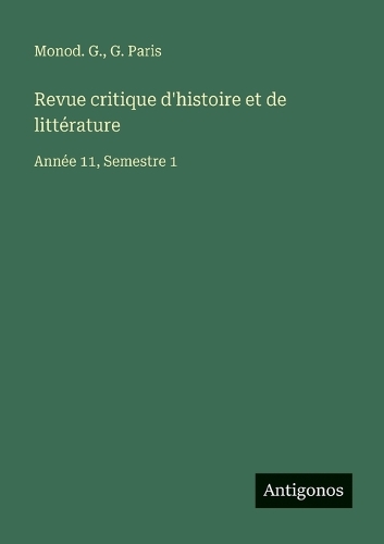 Revue critique d'histoire et de littérature