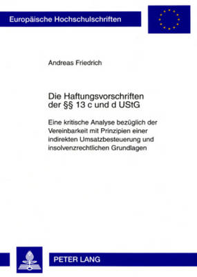 Die Haftungsvorschriften Der §§ 13 C Und D Ustg