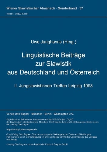 Linguistische Beitraege Zur Slawistik Aus Deutschland Und Oesterreich