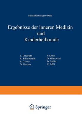 Ergebnisse der Inneren Medizin und Kinderheilkunde
