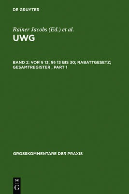 Vor § 13; §§ 13 bis 30; Rabattgesetz; Gesamtregister