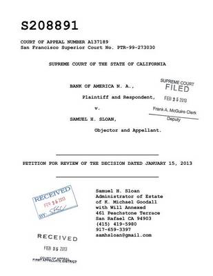 Goodall Estate Petition for Review Case No. A137189 California Supreme Court