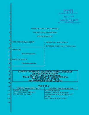 Sloan vs. Ware and Bank of America Clerk's Transcript on Appeal Vol. 3