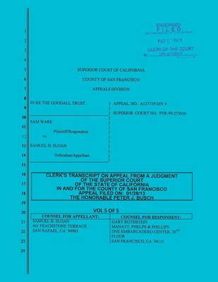 Sloan vs. Ware and Bank of America Clerk's Transcript on Appeal Vol. 5