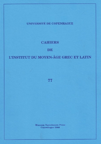 Cahiers de l'Institut du Moyen-Âge Grec et Latin