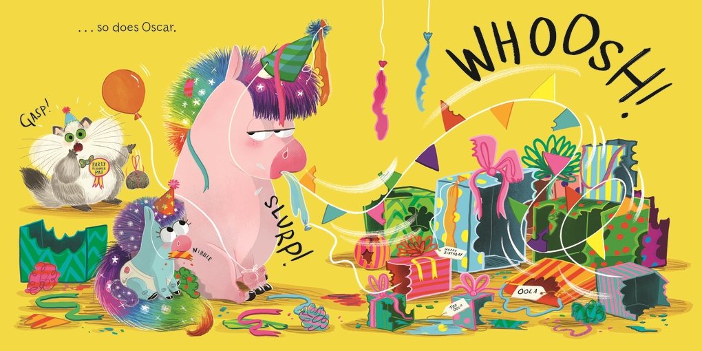 Oscar the Hungry Unicorn Eats Cake