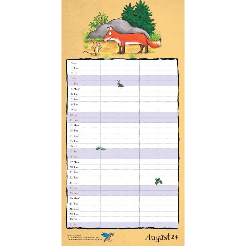 The Gruffalo 2024 Family Wall Planner 5 Column Calendar Foyles
