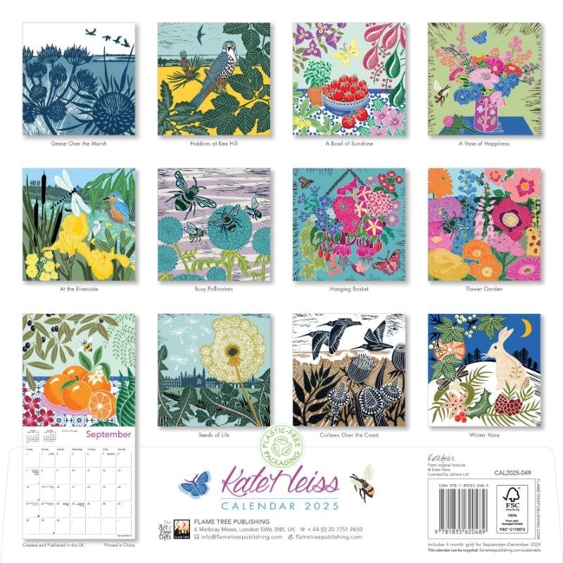 Kate Heiss Wall Calendar 2025 (Art Calendar) by Flame Tree Studio Foyles