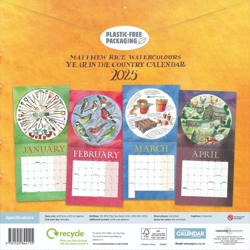 2025 Matthew Rice Wall Calendar Foyles