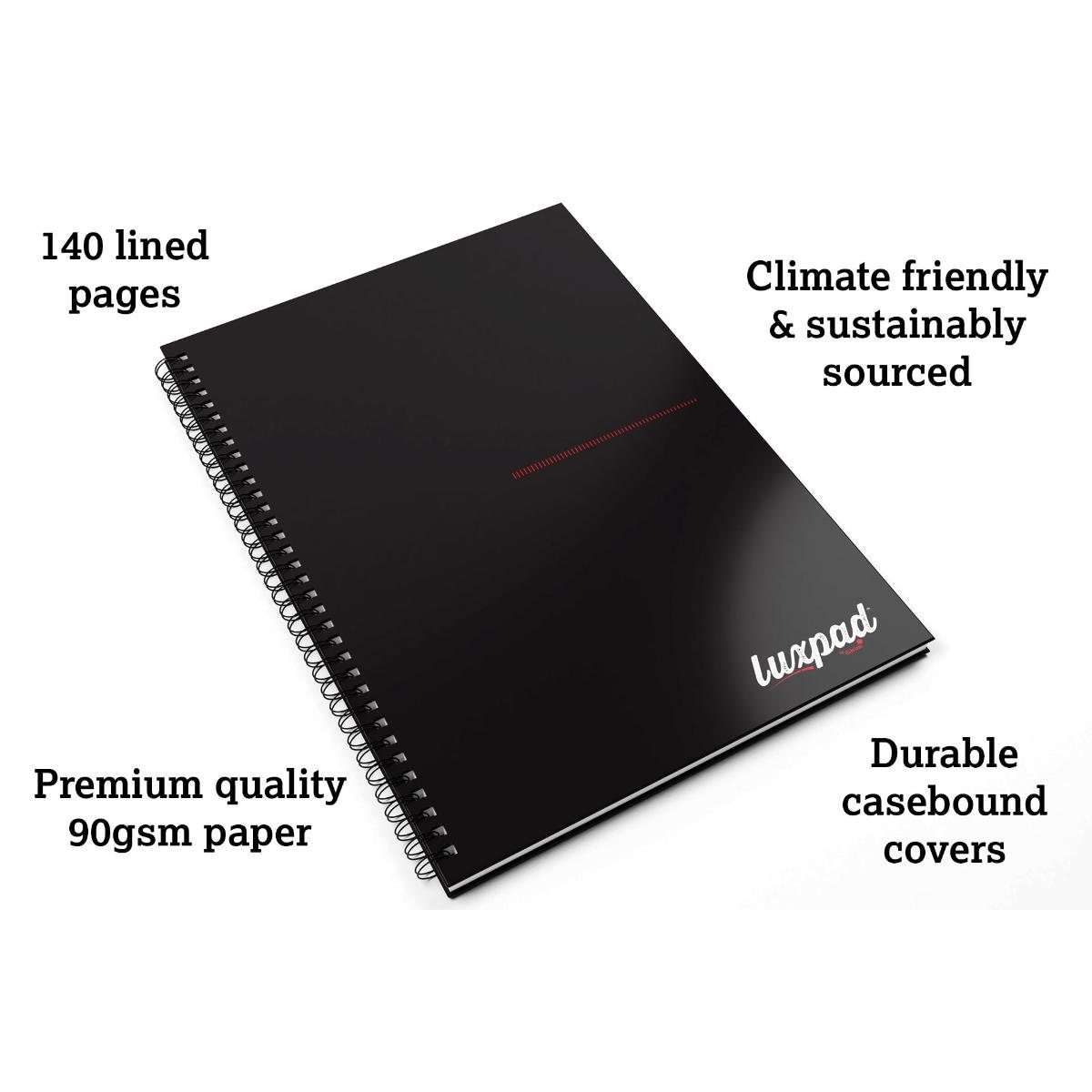 Luxpad A4 Hardback Wirebound Notebook - Lined