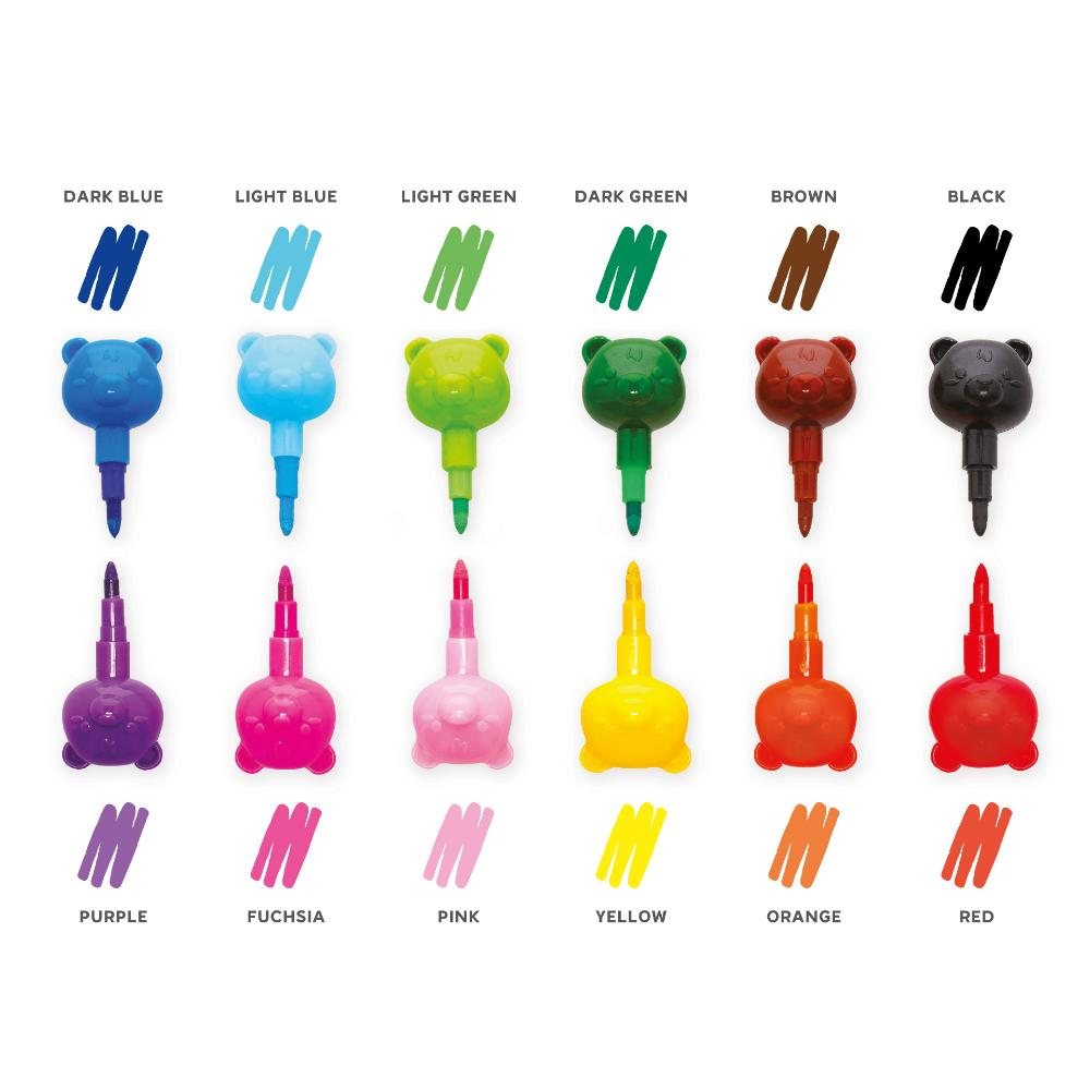 12 Stackable Crayons - Teddy Bear