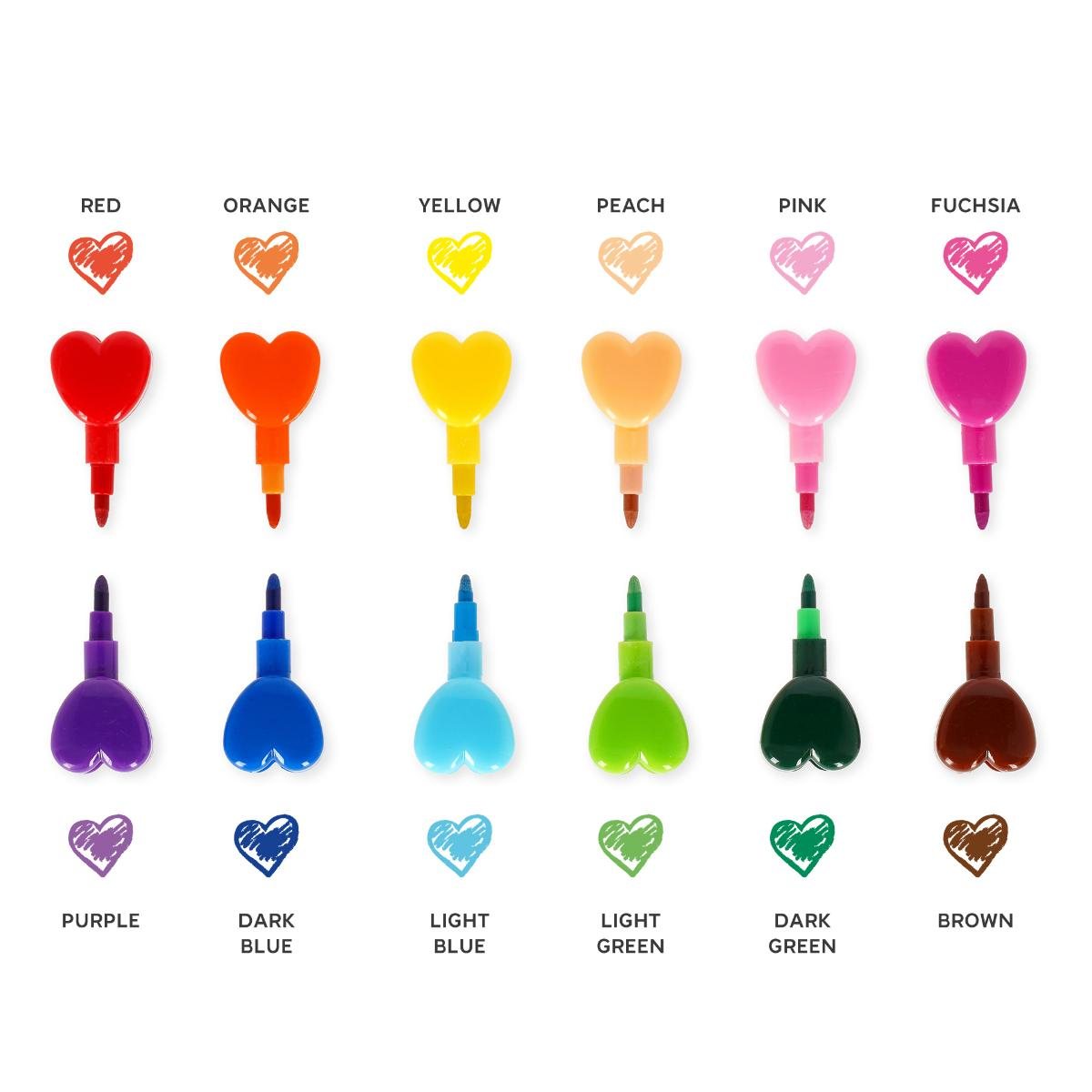 12 Stackable Crayons - Heart
