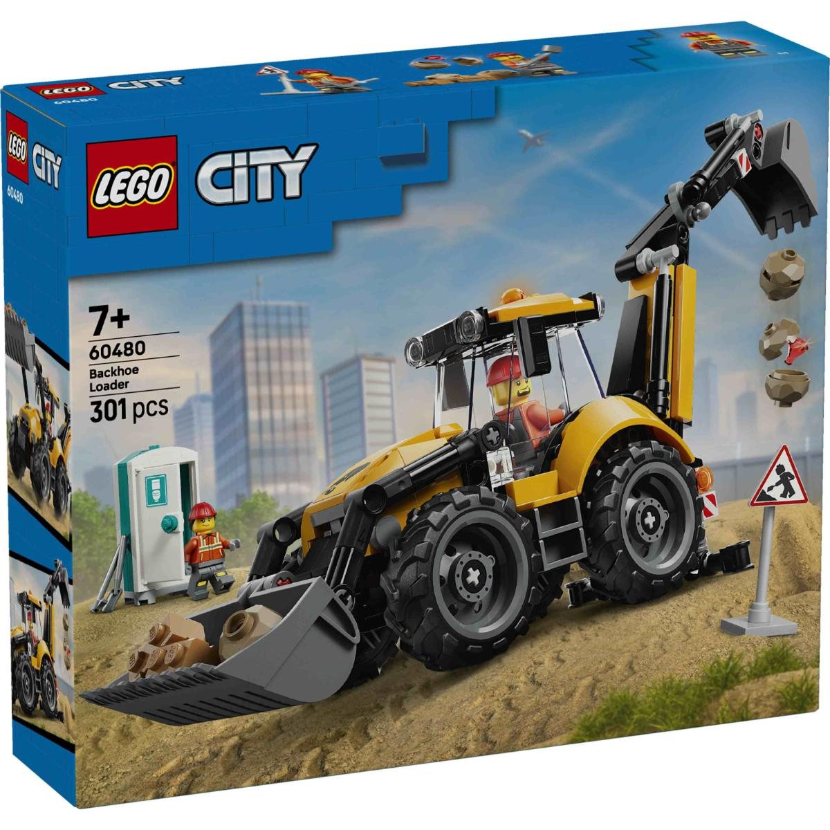 Yellow Backhoe Loader