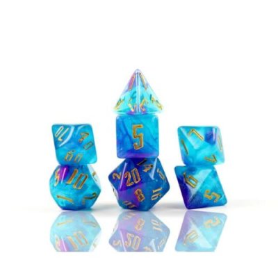 Cerulean Nebula Poly Dice Set