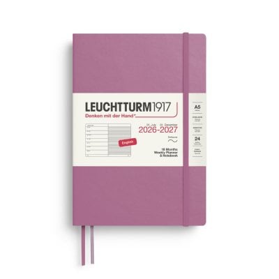 Dusty Rose 18M A5 Weekly Soft Planner & Notebook Diary 2026-2027