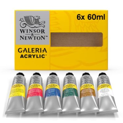 Winsor & Newton Galeria 6 Colour Tubes Acrylic Paints 60 ml (Pack of 6)