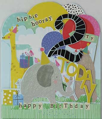 Paperlink 2nd Birthday Animal Party Card