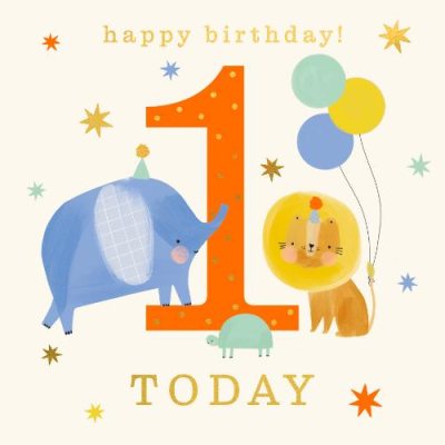 1 Happy Birthday Animal Party Greeting Card