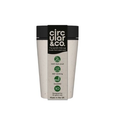 Circular Coffee Cup 8oz Cream & Cosmic Black