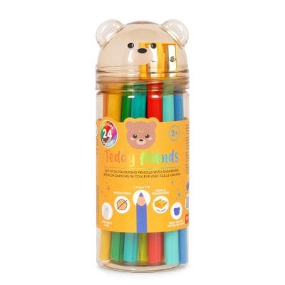 Teddy Bear Pencil Case and Colouring Pencils